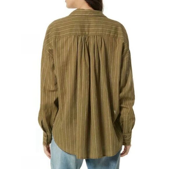 NEW Free People Womens S Under the Boardwalk Striped Tunic Lace Up Front Top - Picture 5 of 6